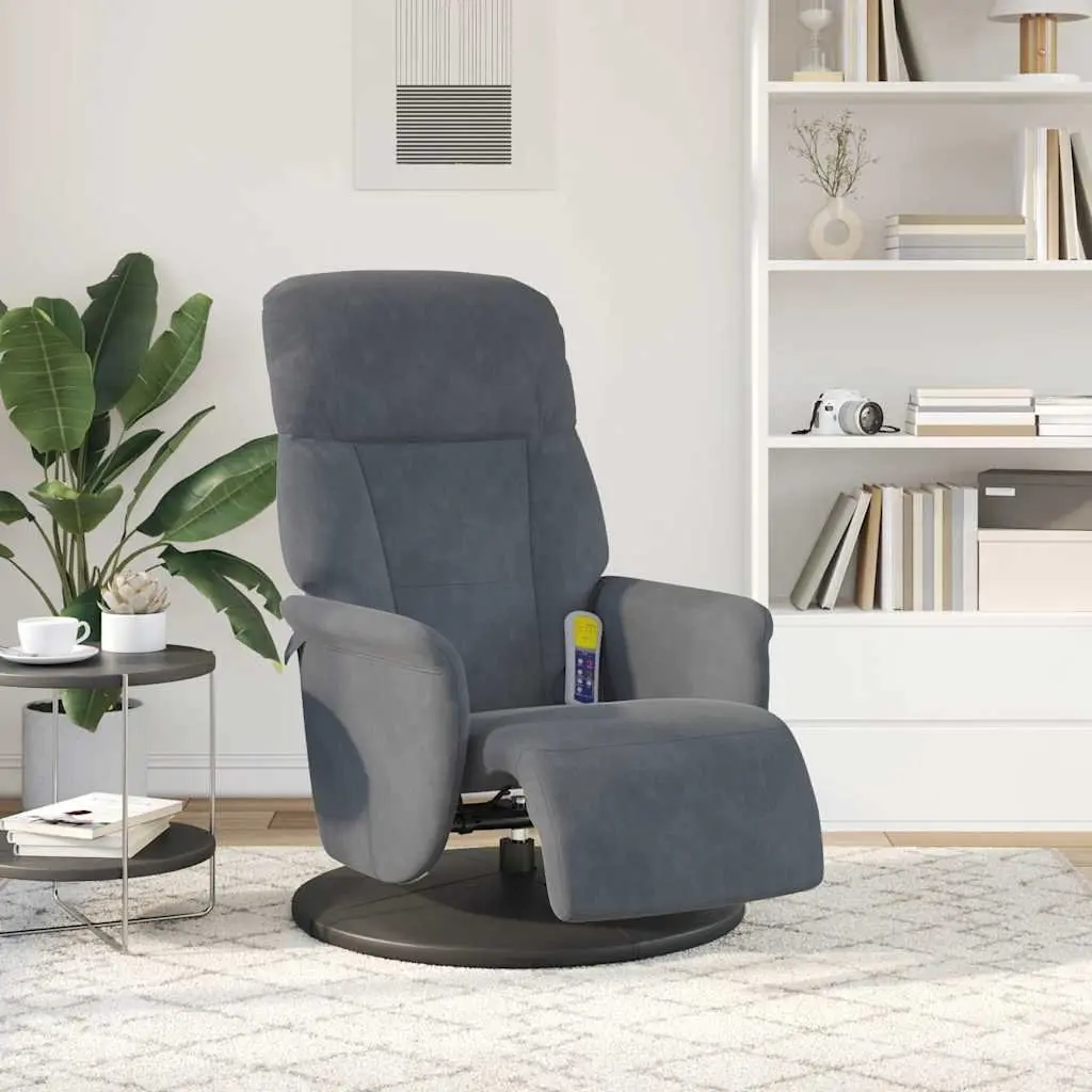 Grey Velvet Massage Recliner Chair with Footrest