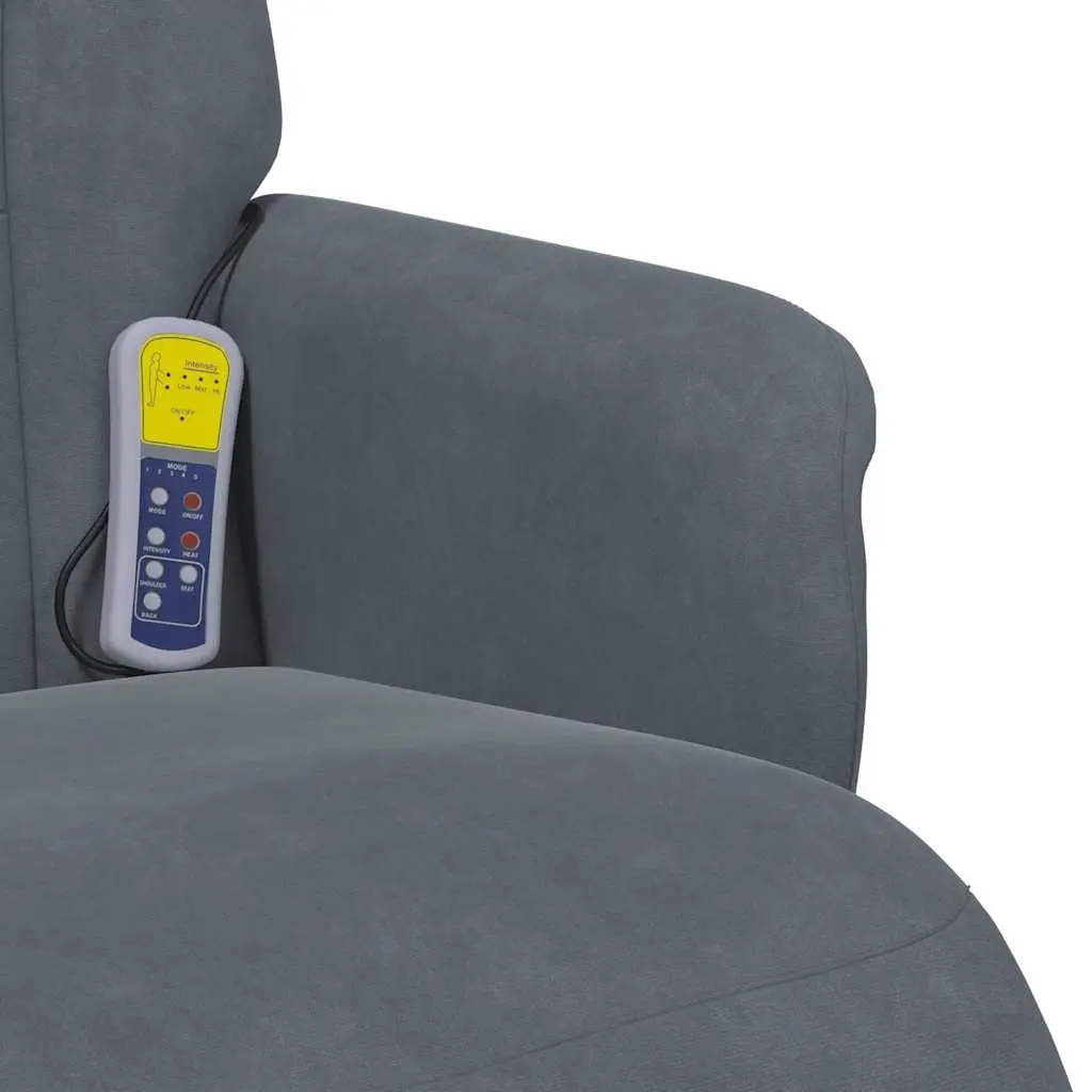 Grey Velvet Massage Recliner Chair with Footrest