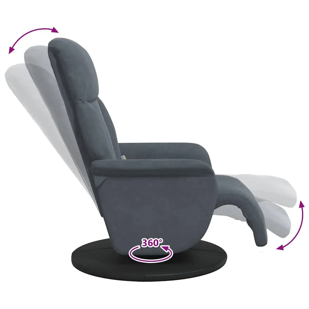 Grey Velvet Massage Recliner Chair with Footrest
