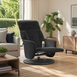 Black Velvet Massage Recliner Chair with Footrest