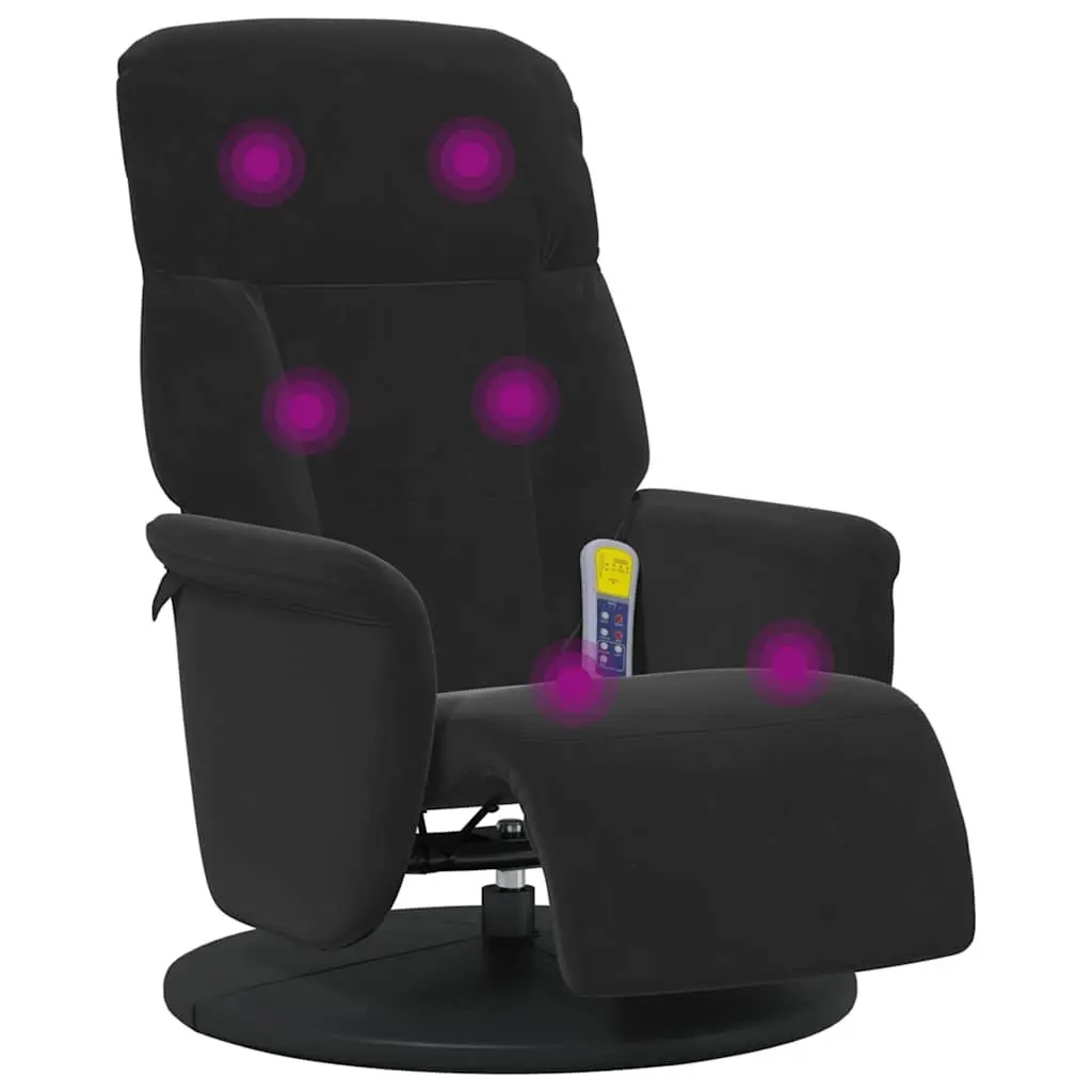 Black Velvet Massage Recliner Chair with Footrest