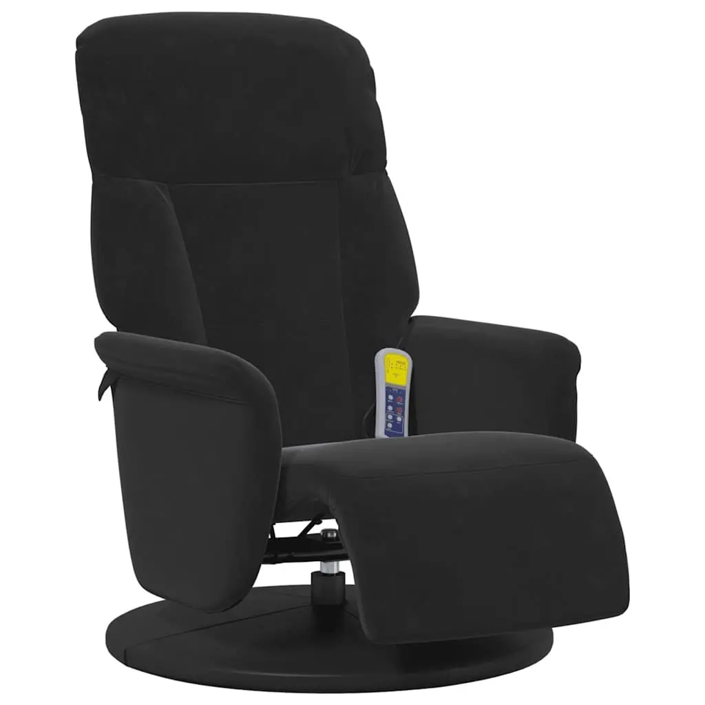 Black Velvet Massage Recliner Chair with Footrest