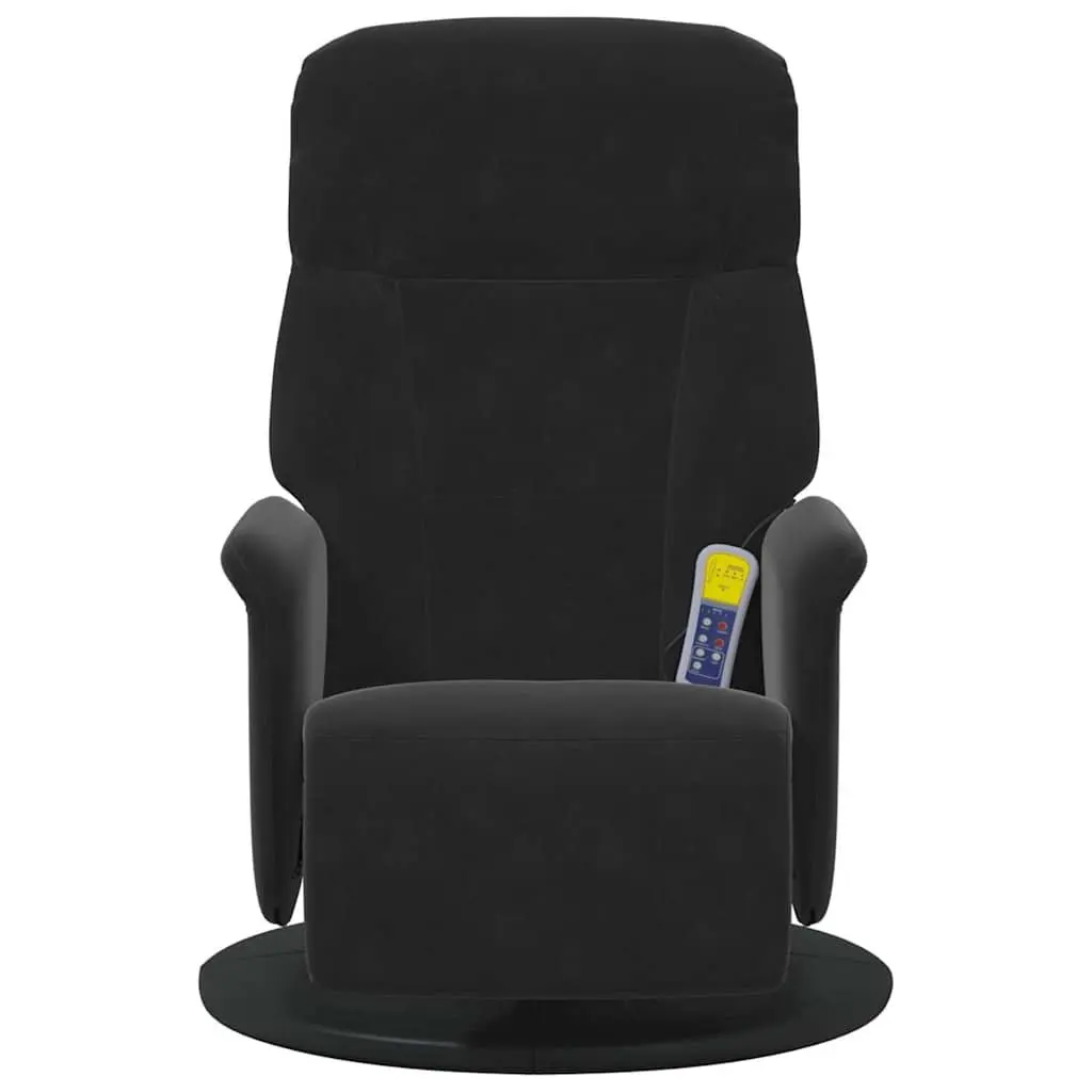 Black Velvet Massage Recliner Chair with Footrest