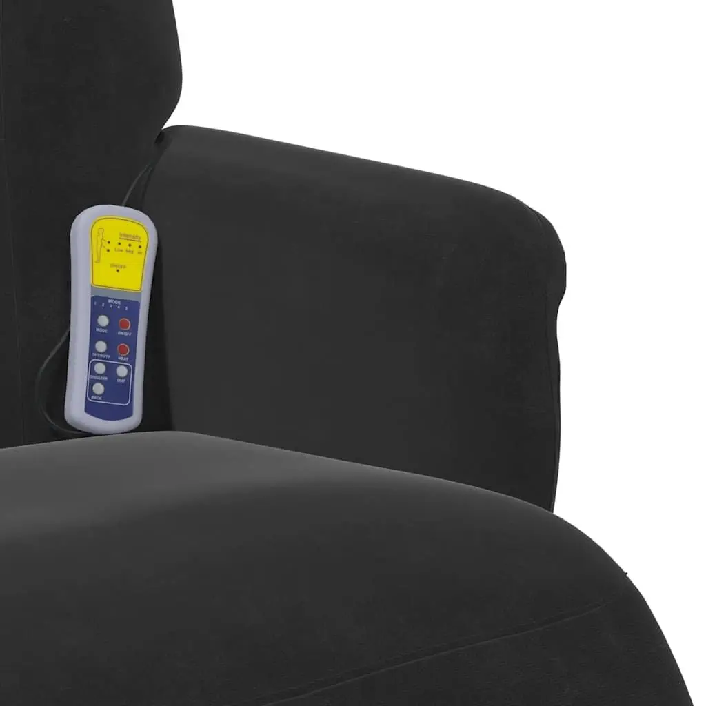 Black Velvet Massage Recliner Chair with Footrest