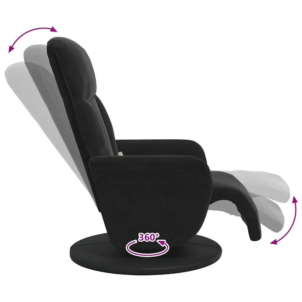 Black Velvet Massage Recliner Chair with Footrest