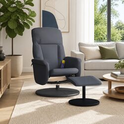 Dark Grey Velvet Massage Recliner Chair with Footstool