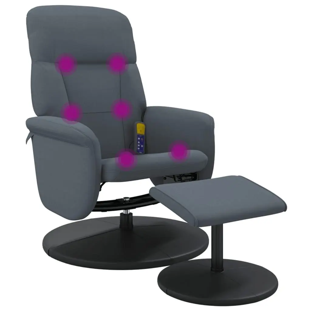 Dark Grey Velvet Massage Recliner Chair with Footstool