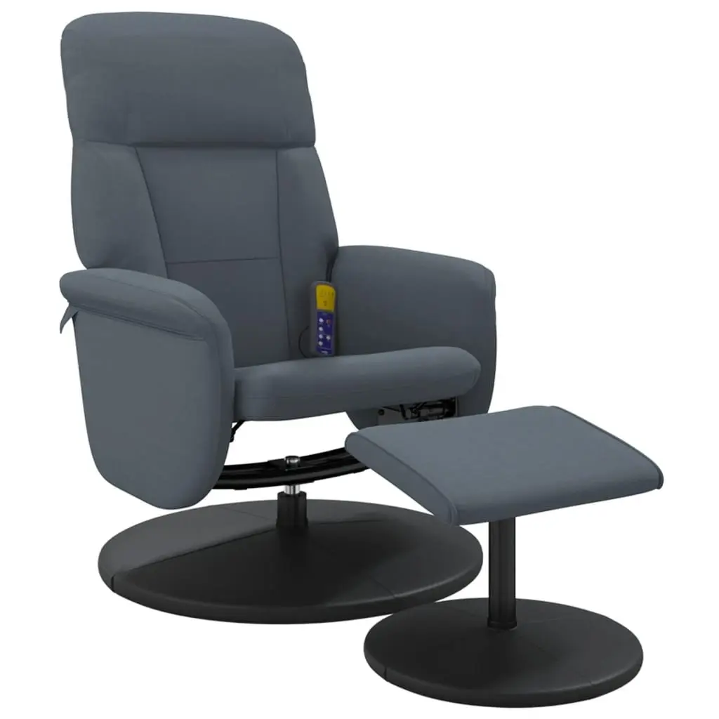 Dark Grey Velvet Massage Recliner Chair with Footstool