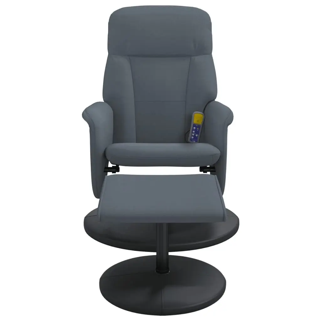 Dark Grey Velvet Massage Recliner Chair with Footstool