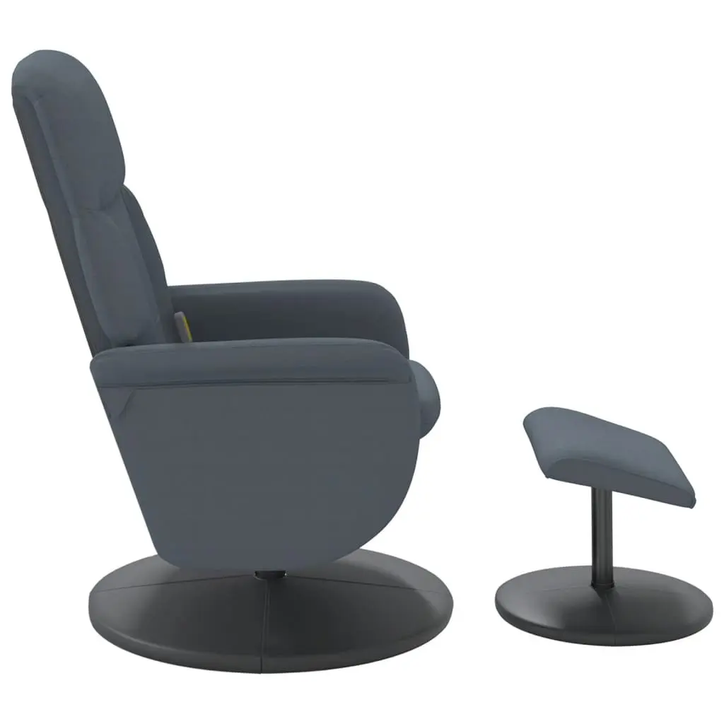 Dark Grey Velvet Massage Recliner Chair with Footstool