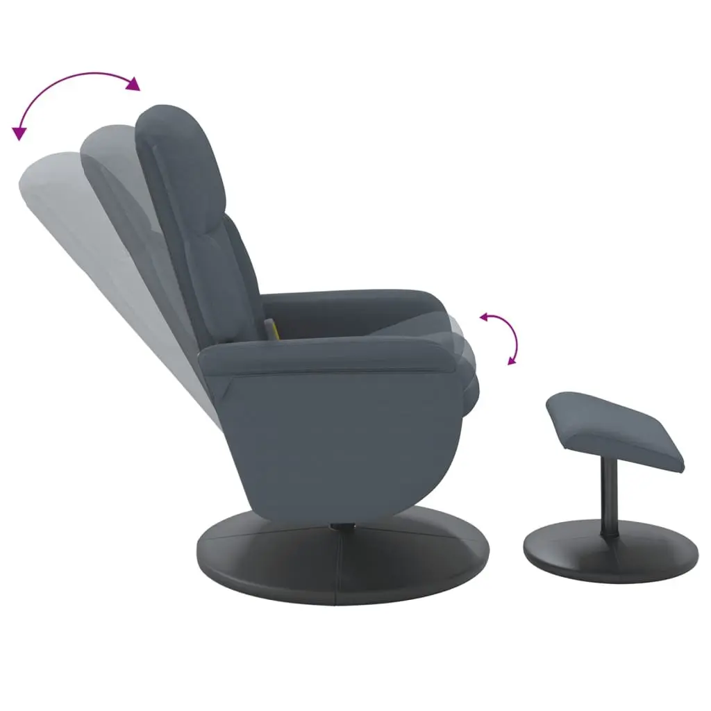 Dark Grey Velvet Massage Recliner Chair with Footstool
