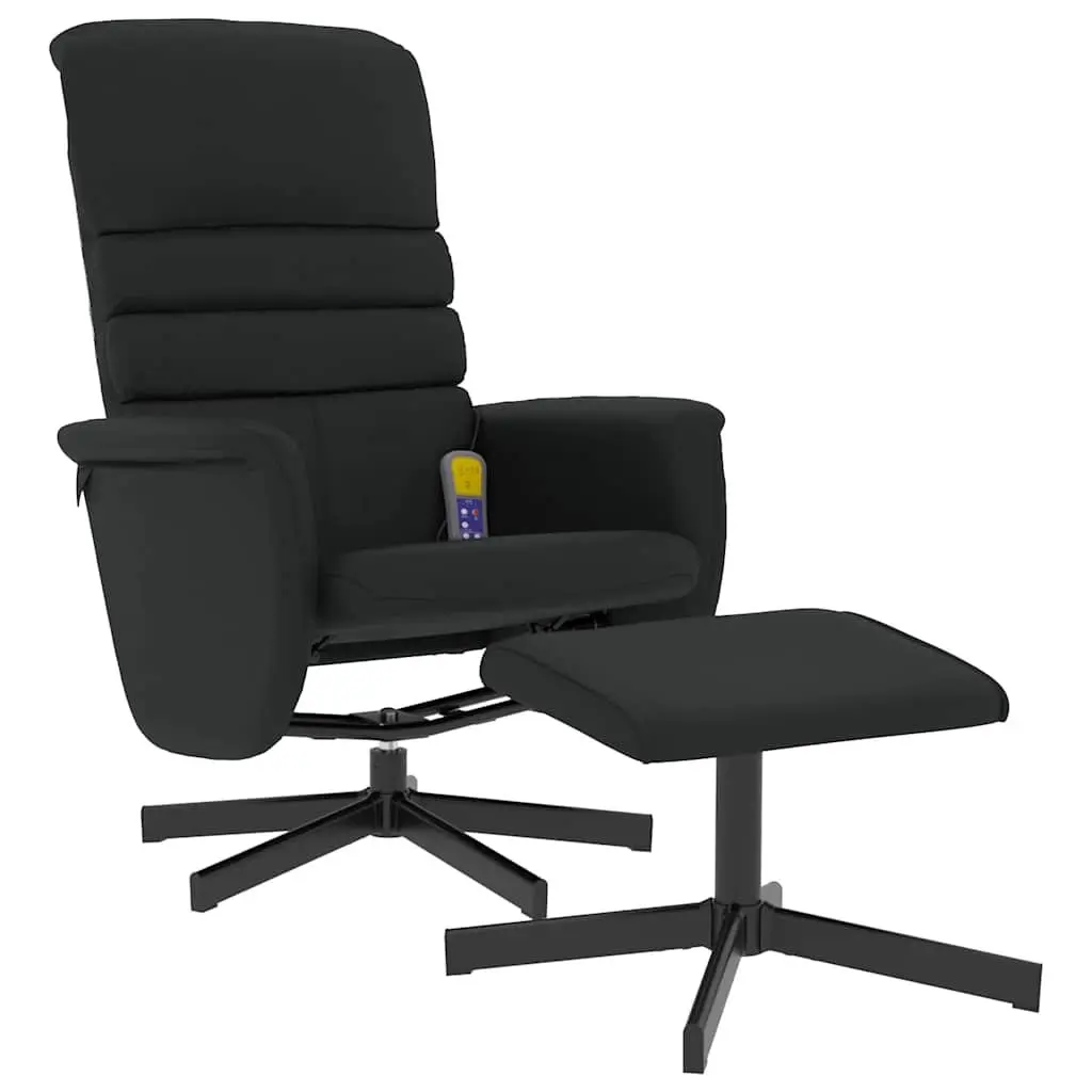 Recliner Chair Massage Black Faux Leather Swivel Armchair with Footstool 6 Vibration Points