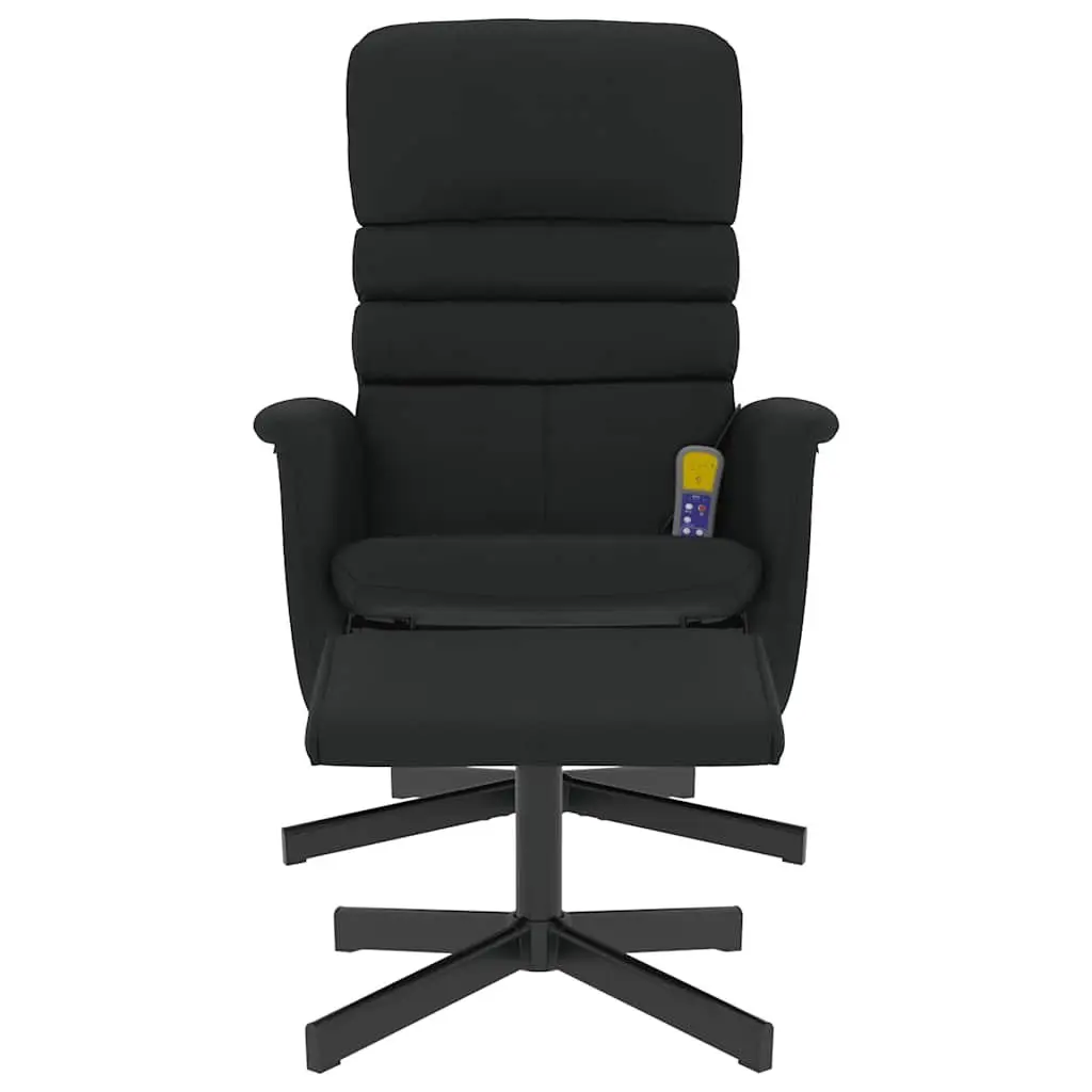 Recliner Chair Massage Black Faux Leather Swivel Armchair with Footstool 6 Vibration Points