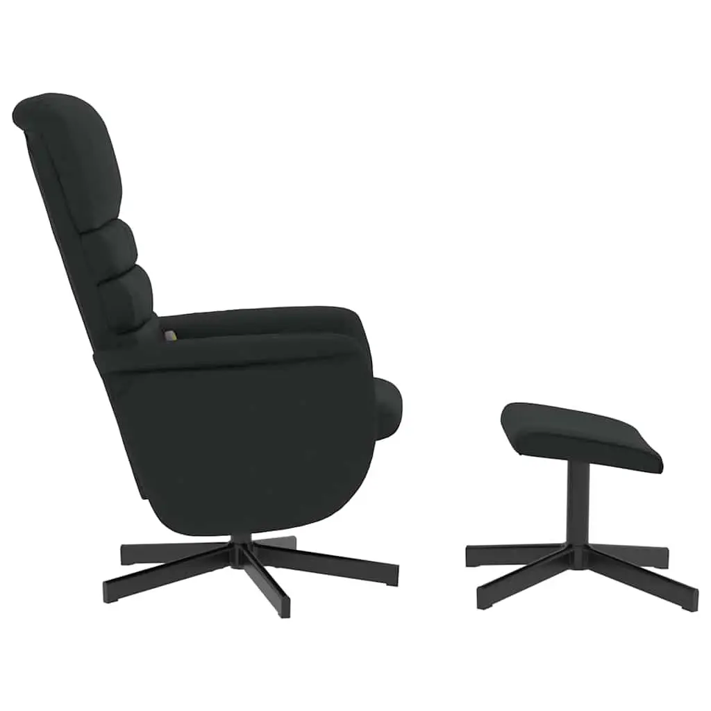 Recliner Chair Massage Black Faux Leather Swivel Armchair with Footstool 6 Vibration Points
