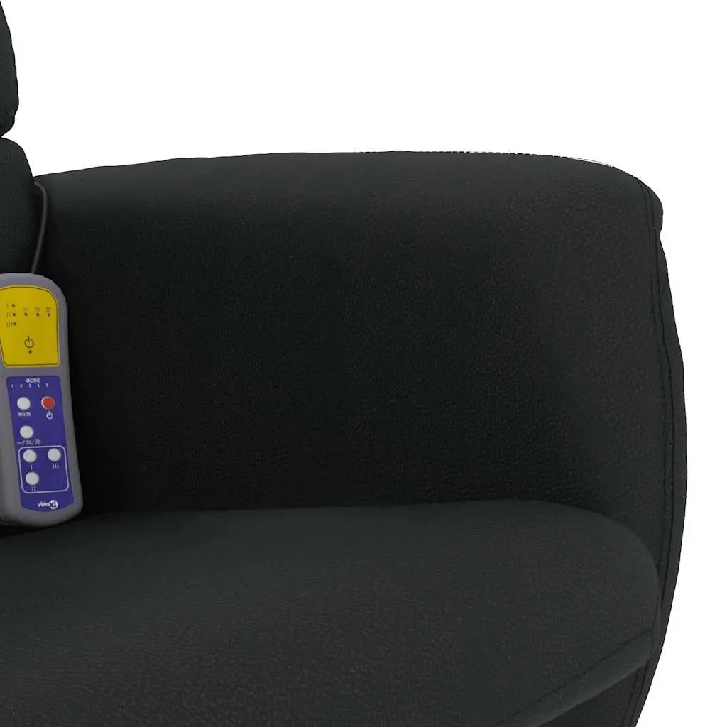 Recliner Chair Massage Black Faux Leather Swivel Armchair with Footstool 6 Vibration Points