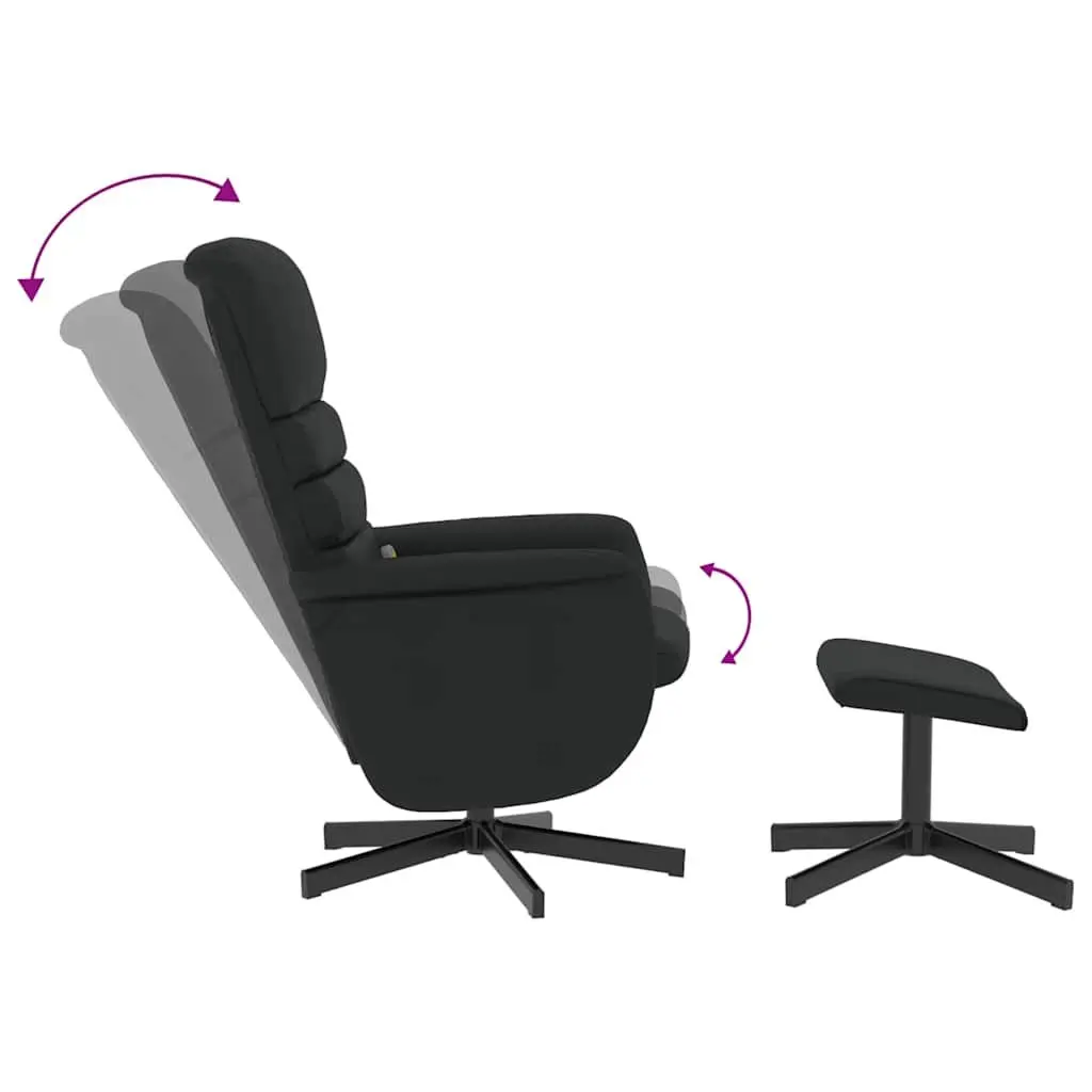 Recliner Chair Massage Black Faux Leather Swivel Armchair with Footstool 6 Vibration Points