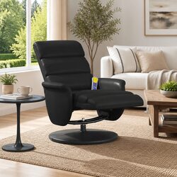 Black Massage Recliner Chair with Footrest and Swivel