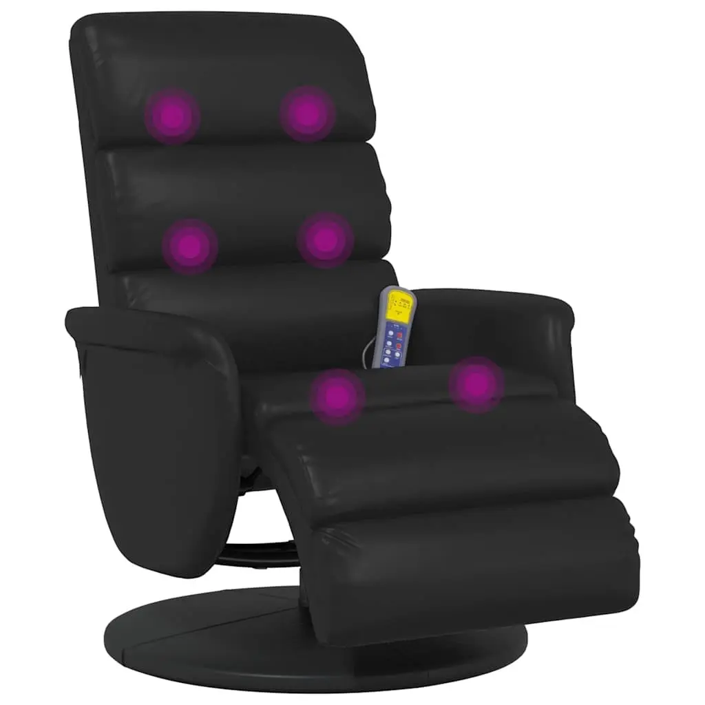 Black Massage Recliner Chair with Footrest and Swivel