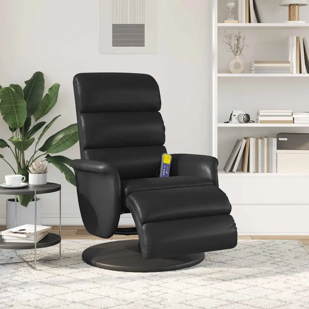 Black Massage Recliner Chair with Footrest and Swivel