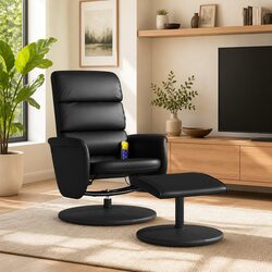 Faux Leather Massage Recliner Chair with Footstool