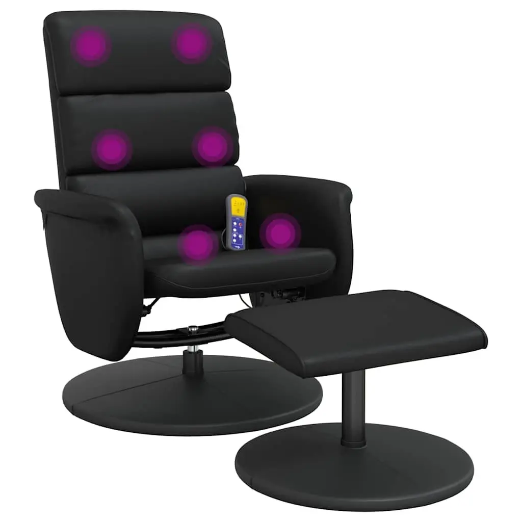 Massage Recliner Chair Faux Leather 360 Degree Swivel with Footstool