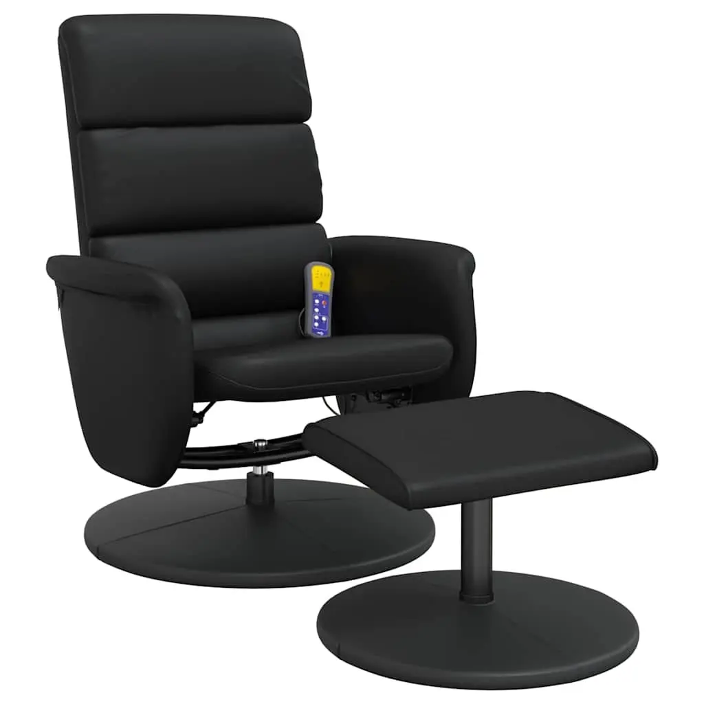 Massage Recliner Chair Faux Leather 360 Degree Swivel with Footstool