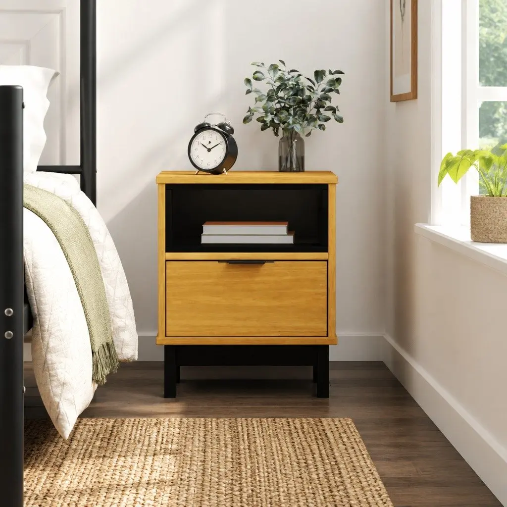 Bedside Cabinet Brown 40x35x50 cm Solid Pine Wood Nightstand