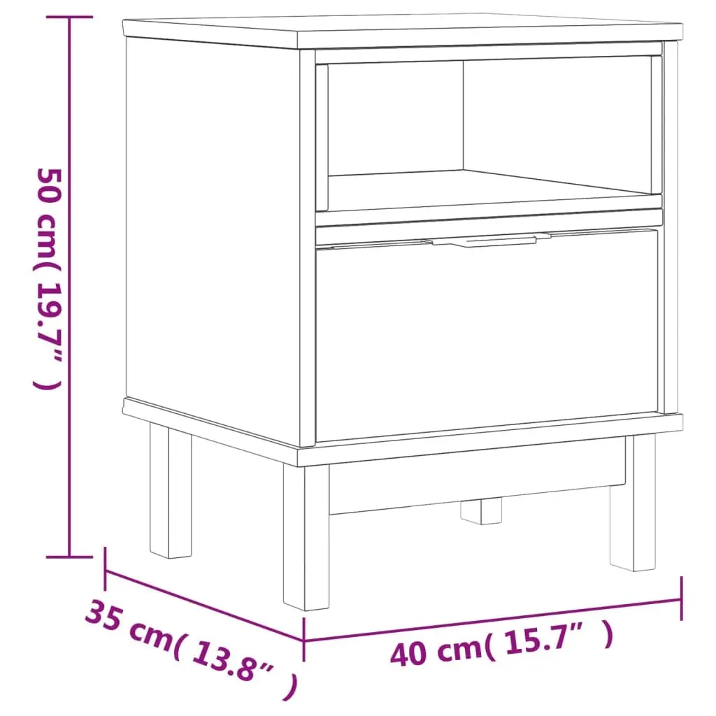 Bedside Cabinet Brown 40x35x50 cm Solid Pine Wood Nightstand