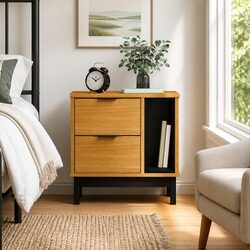 Charming Solid Wood Bedside Cabinet with Drawers