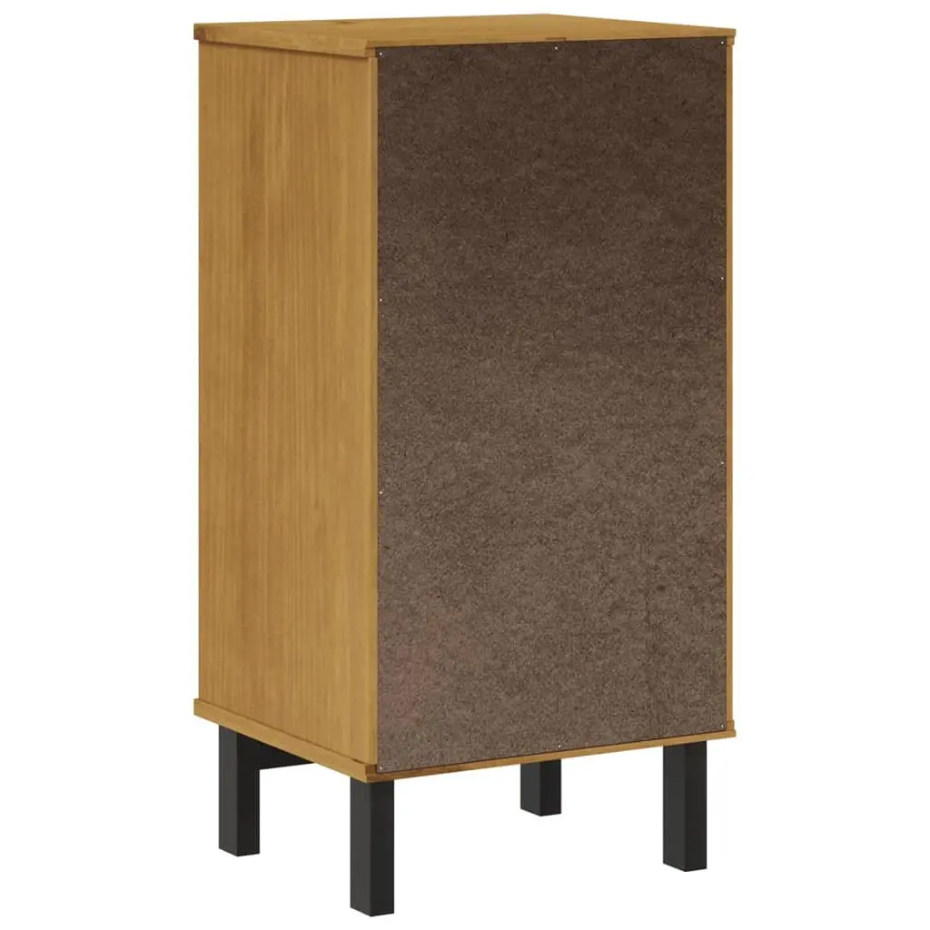 Brown Solid Pine Wood Bedside Cabinet with 2 Drawers