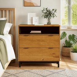 Elegant Brown Solid Pine Wood Drawer Cabinet 80x40x80 cm