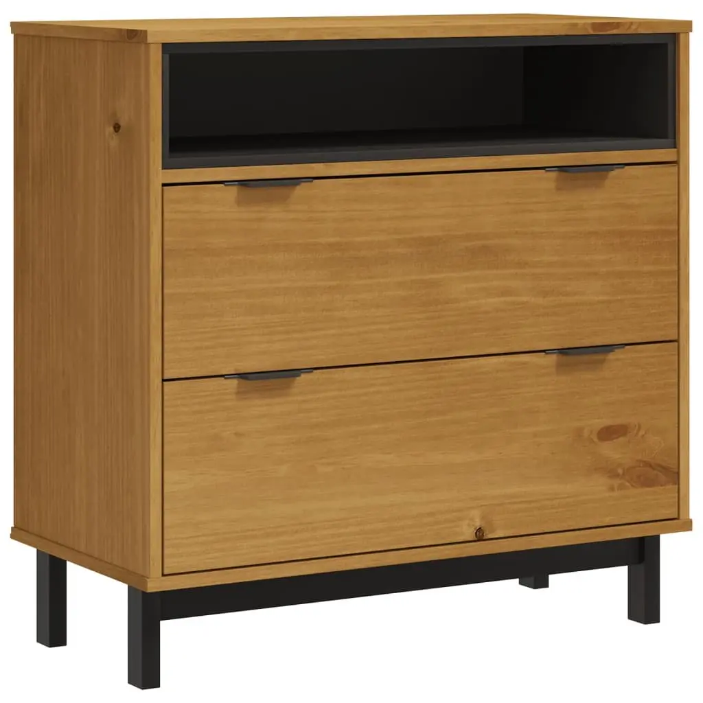 Brown Solid Pine Wood Drawer Cabinet 80x40x80 cm