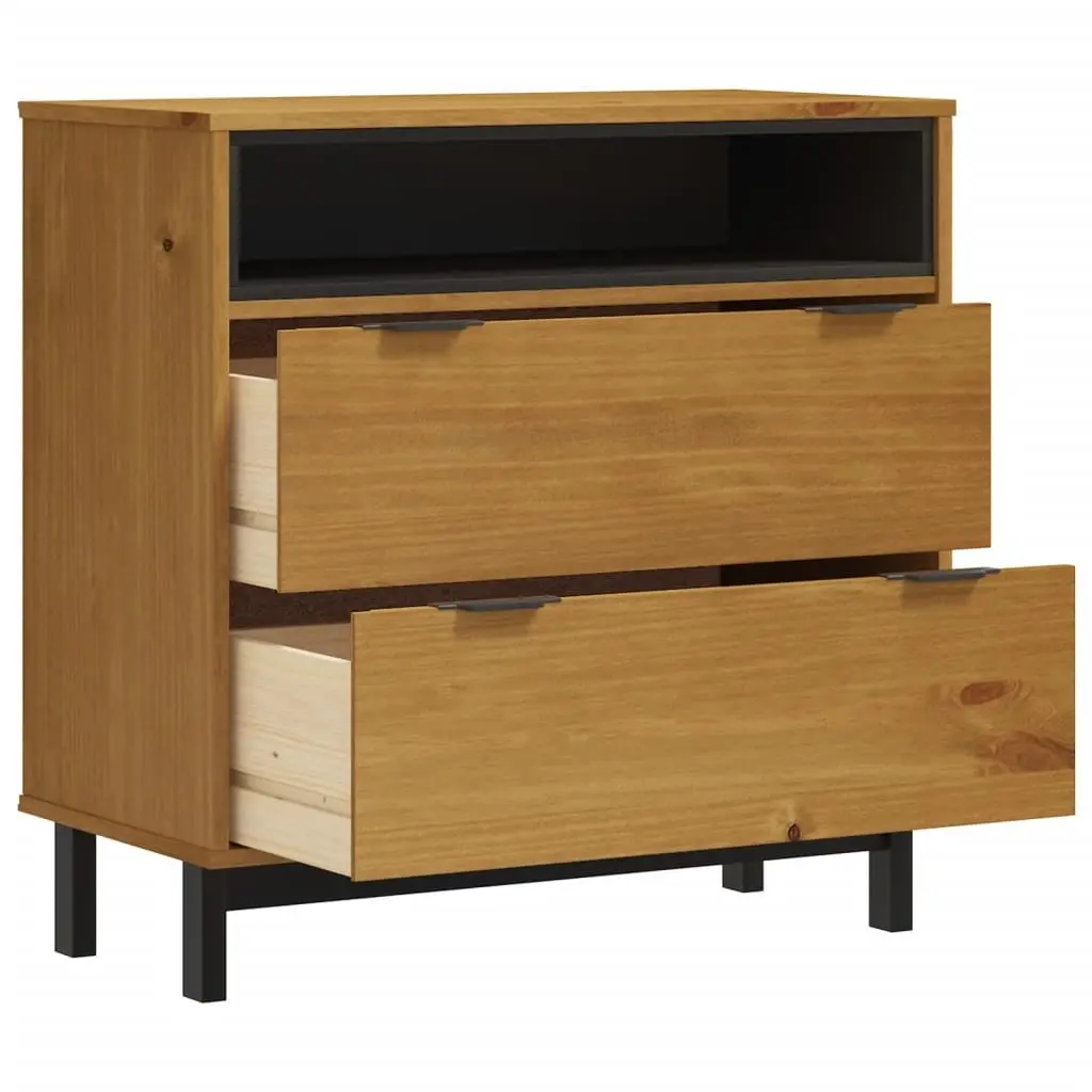 Brown Solid Pine Wood Drawer Cabinet 80x40x80 cm