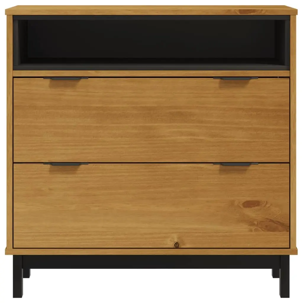 Brown Solid Pine Wood Drawer Cabinet 80x40x80 cm