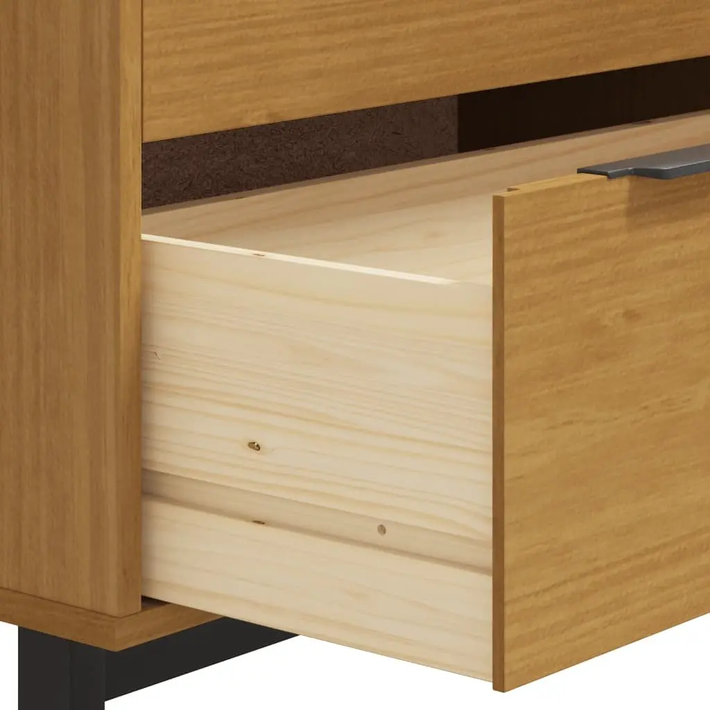 Brown Solid Pine Wood Drawer Cabinet 80x40x80 cm