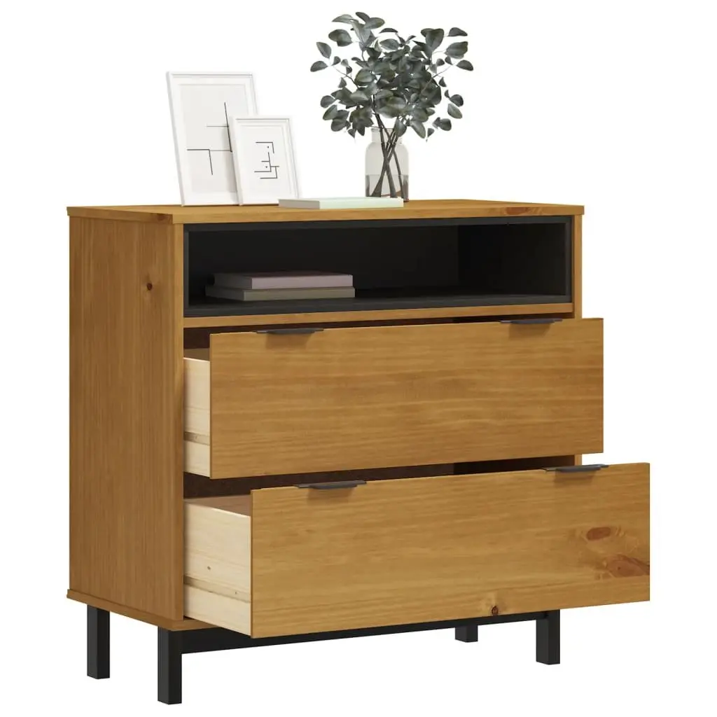 Brown Solid Pine Wood Drawer Cabinet 80x40x80 cm