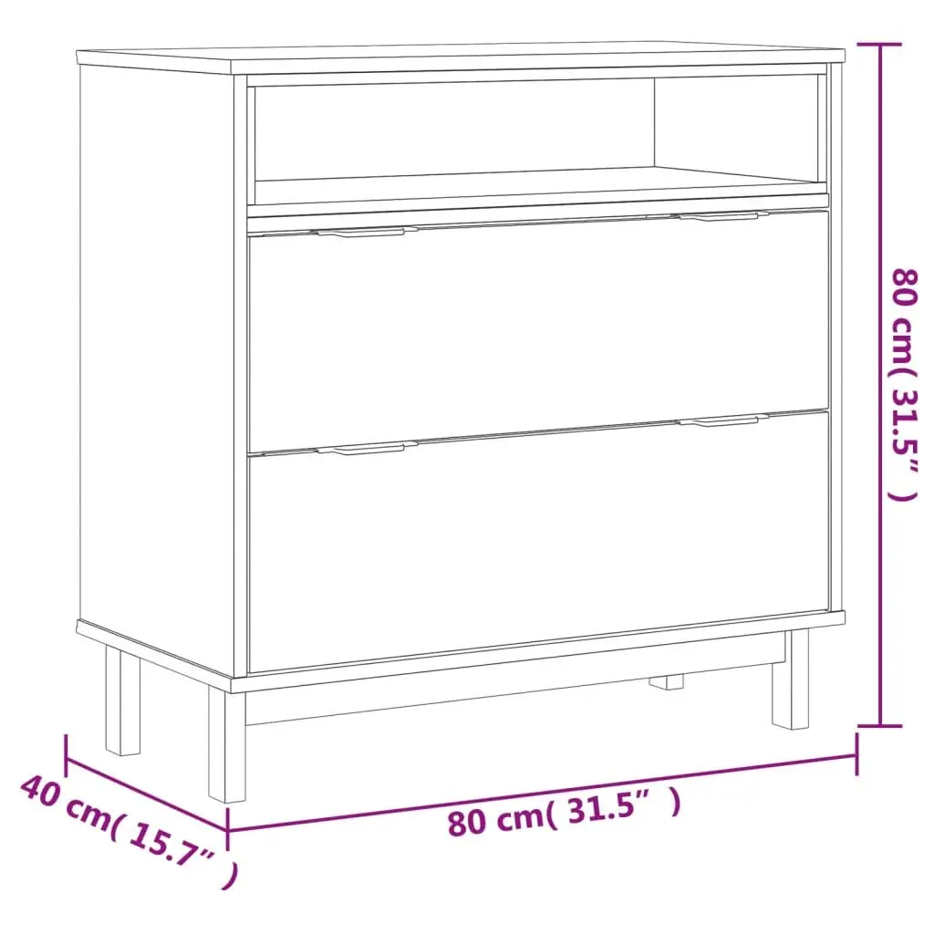 Brown Solid Pine Wood Drawer Cabinet 80x40x80 cm