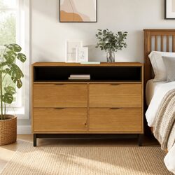 Rustic Brown Wood Drawer Cabinet 110x40x80 cm