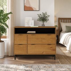 4-Drawer Brown Wooden Storage Cabinet