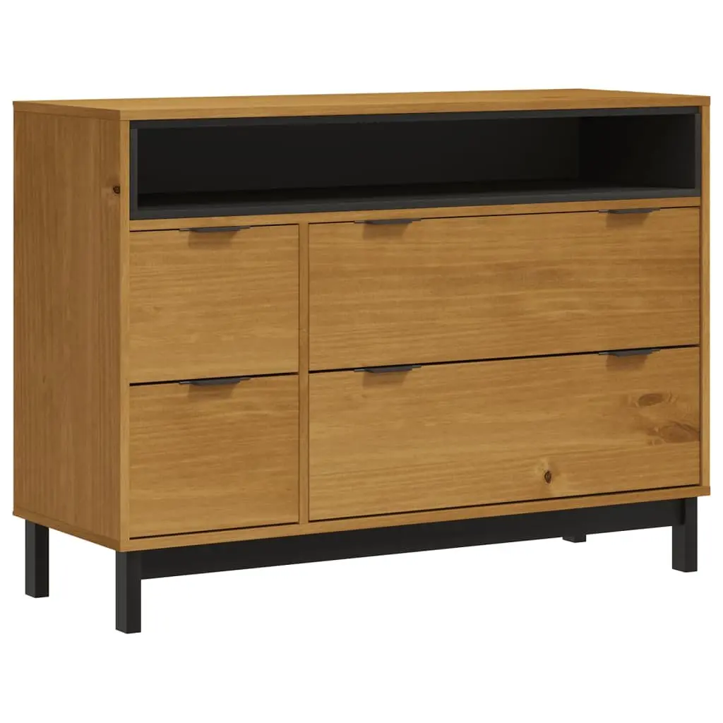 Drawer Cabinet Wooden 4 Drawer Storage Organizer Brown Pine
