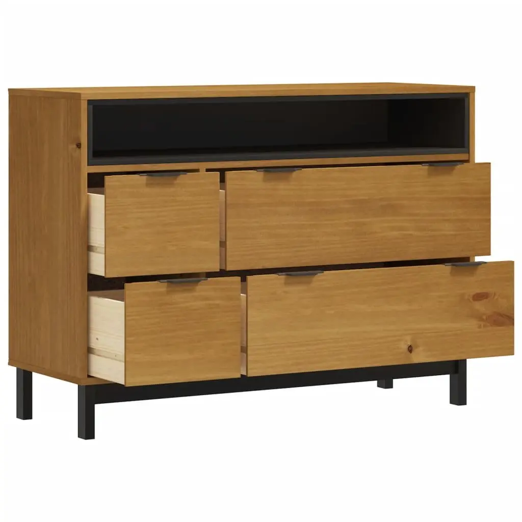 Drawer Cabinet Wooden 4 Drawer Storage Organizer Brown Pine