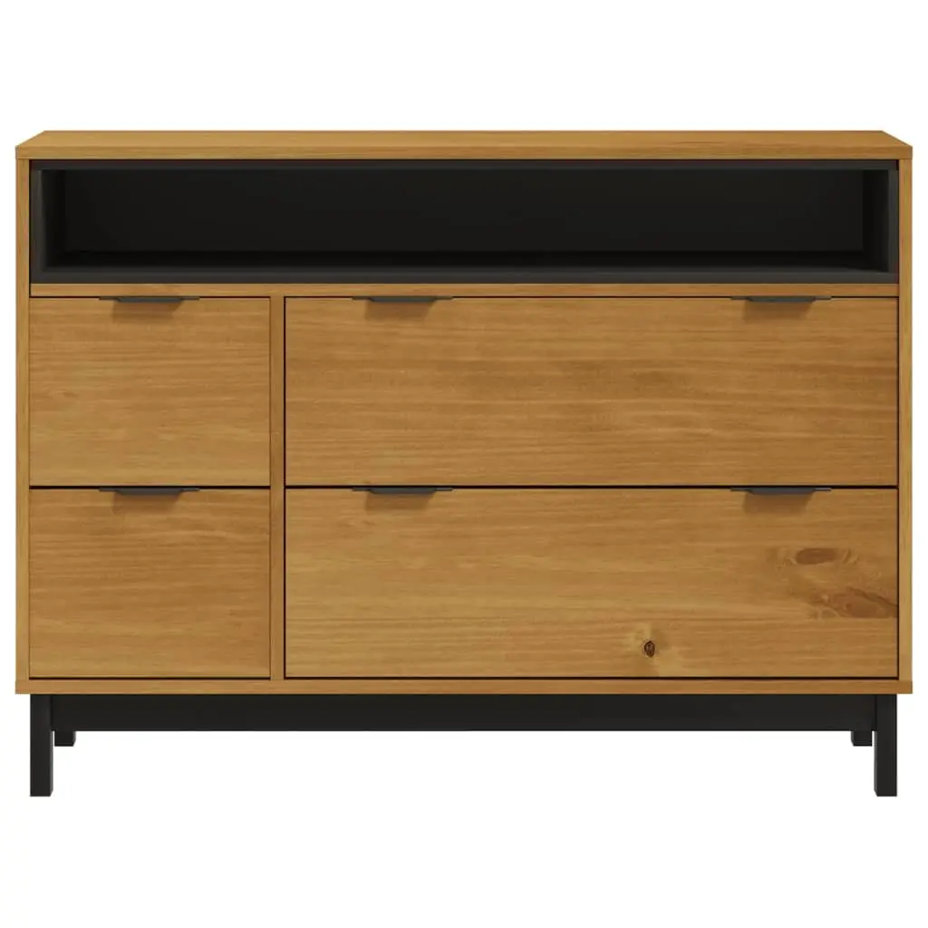 Drawer Cabinet Wooden 4 Drawer Storage Organizer Brown Pine