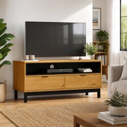 Solid Pine Wood TV Cabinet for Cozy Living Spaces