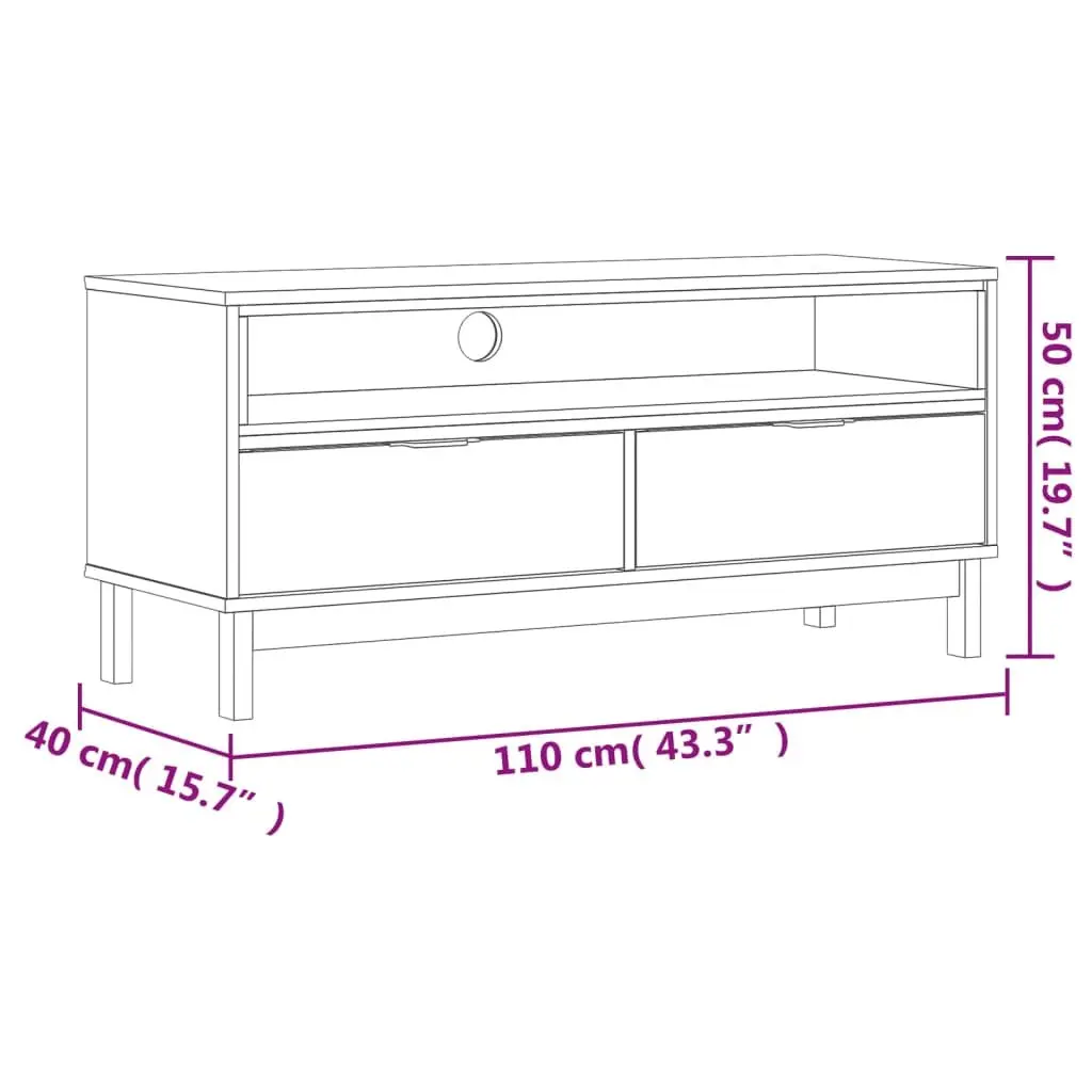 TV Cabinet 110x40x50cm Solid Pine Wood Storage Unit Brown Living Room Media