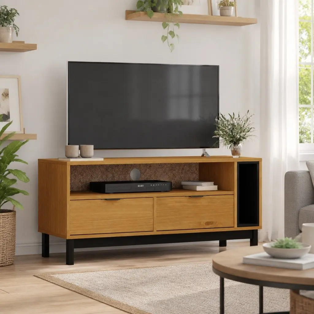 TV Cabinet with Storage 110x40x50 cm Solid Pine Wood Media Unit Brown