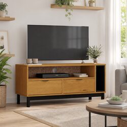 Rustic Solid Pine Wood TV Cabinet with Storage 110x40x50 cm