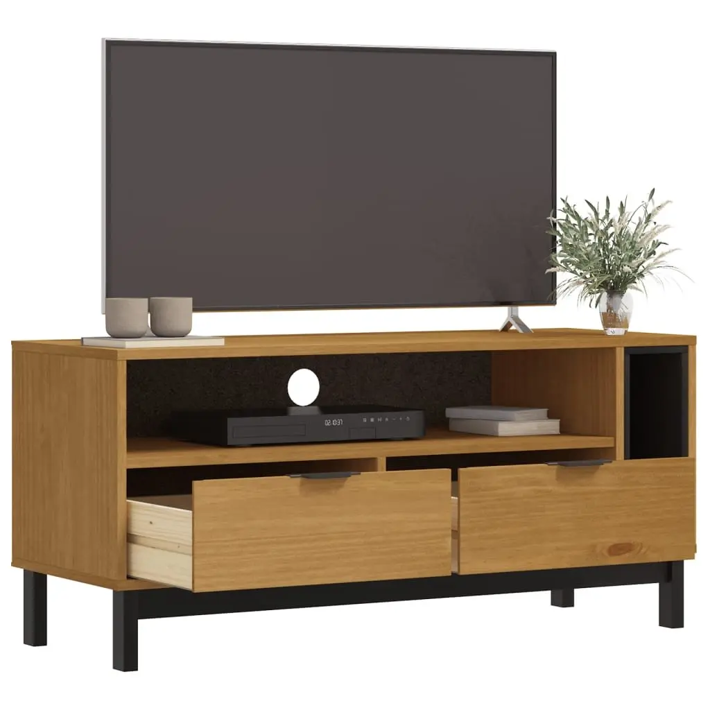 TV Cabinet with Storage 110x40x50 cm Solid Pine Wood Media Unit Brown