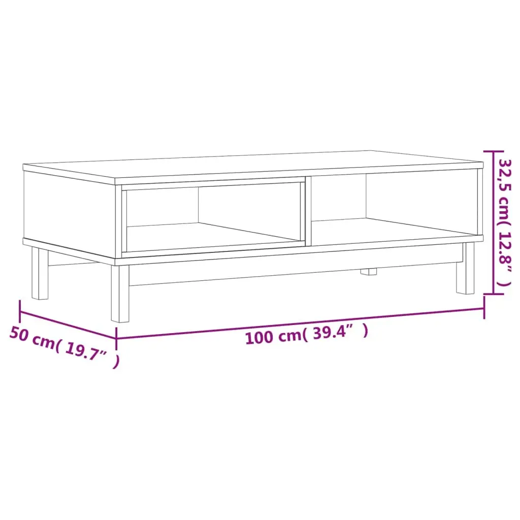 Coffee Table Solid Pine Wood Brown Living Room Accent Furniture Storage