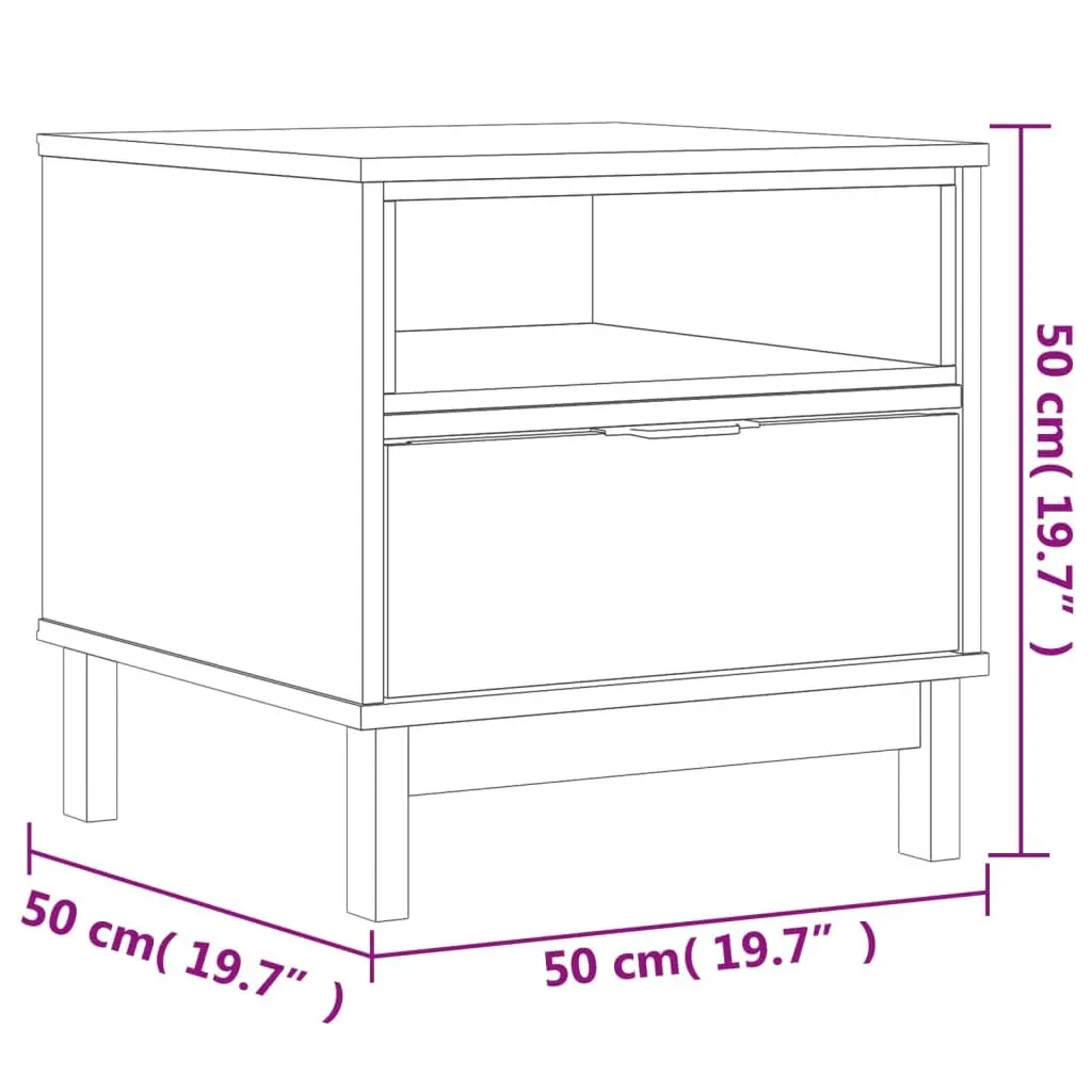 Side Table 50x50x50 cm Solid Wood Storage End Table Living Room Furniture