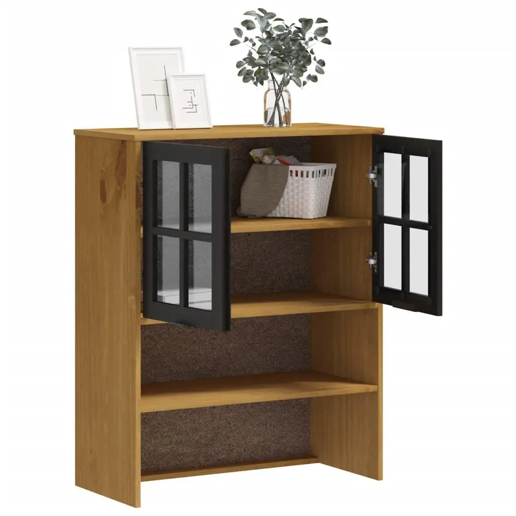 Brown Pine Wooden Highboard Top Cabinet for Living Spaces